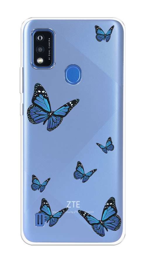 

Чехол на ZTE Blade A51 "Blue butterflies", Синий;черный, 134550-1