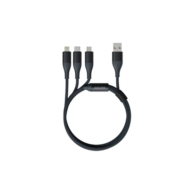 фото Кабель solove dw2 lightning - type-c - micro usb, 1.2 м, темно-серый