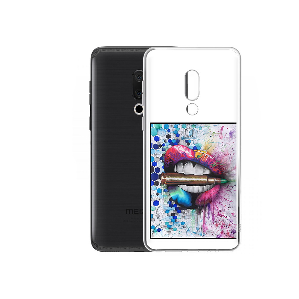 

Чехол MyPads Tocco для Meizu M15 Plus разноцветные губы с пулей, Прозрачный, Tocco
