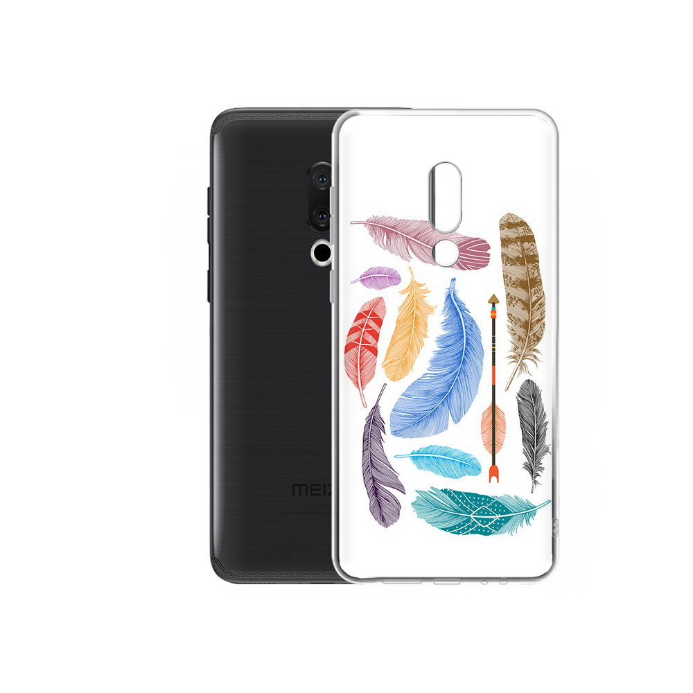 

Чехол MyPads Tocco для Meizu M15 Plus разноцветные перья, Прозрачный, Tocco
