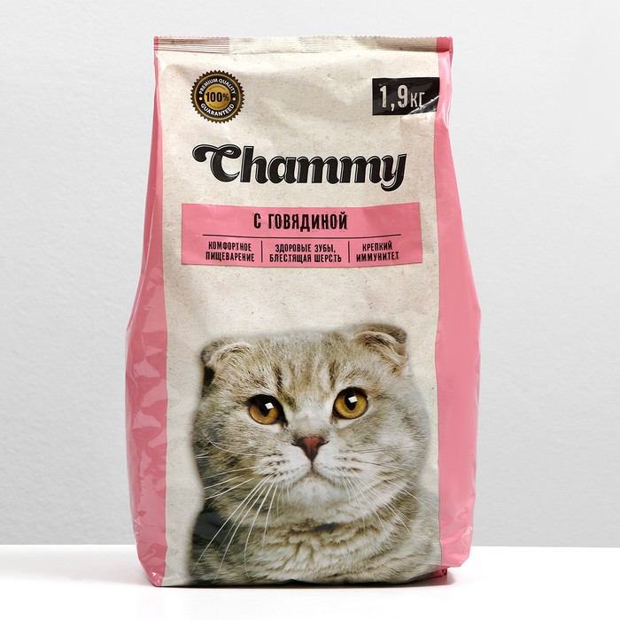 фото Сухой корм для кошек chammy, говядина, 1,9 кг