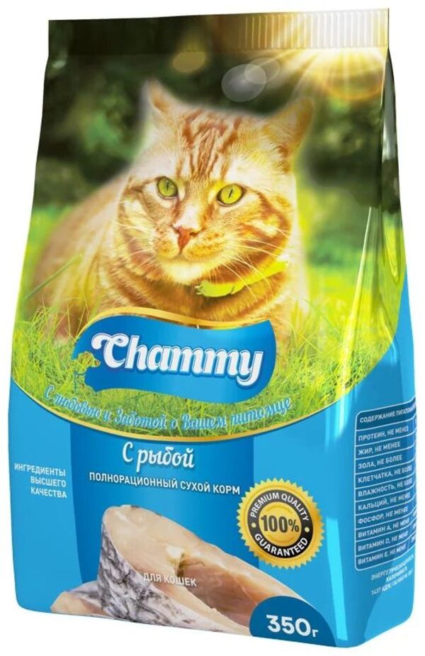 Сухой корм для кошек Chammy для кошек, рыба, 2 шт по 350 г