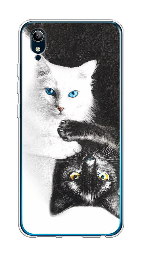 

Чехол на Vivo Y91c/Y1s "Коты Инь-Янь", Черный;белый;голубой, 262850-1