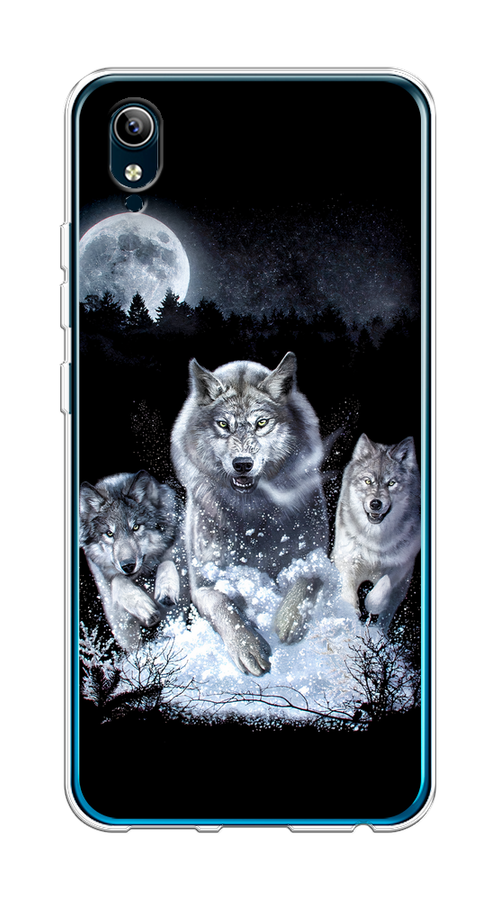 

Чехол на Vivo Y91c/Y1s "Стая волков под луной", Черный;белый;серый, 262850-1