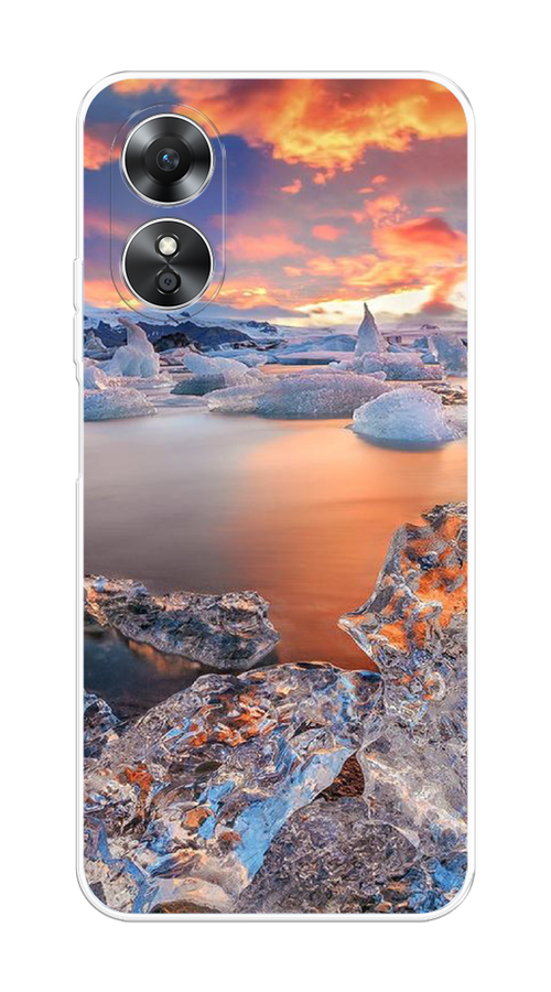 

Чехол на Oppo A17 "Ледники", Синий;оранжевый, 2512050-2