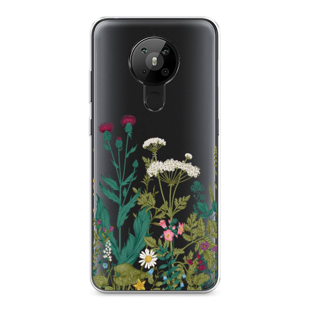 

Чехол на Nokia 5.3 "Дикие полевые цветы", Зеленый;розовый;белый, 123450-2