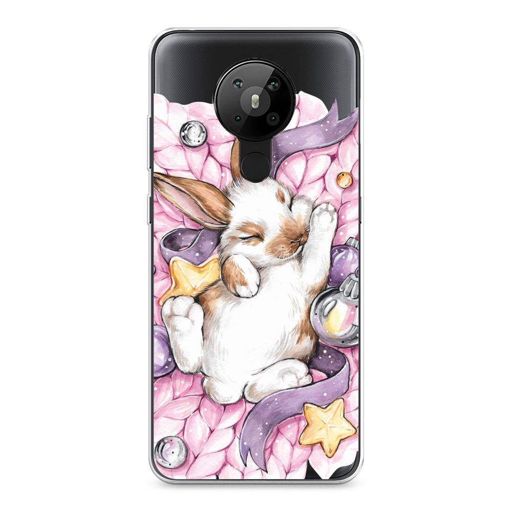 

Чехол на Nokia 5.3 "Кролик спит", Розовый;белый, 123450-5