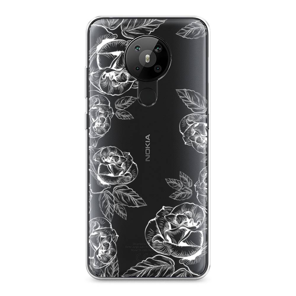 

Чехол на Nokia 5.3 "Розы графика", Черный;серый, 123450-2