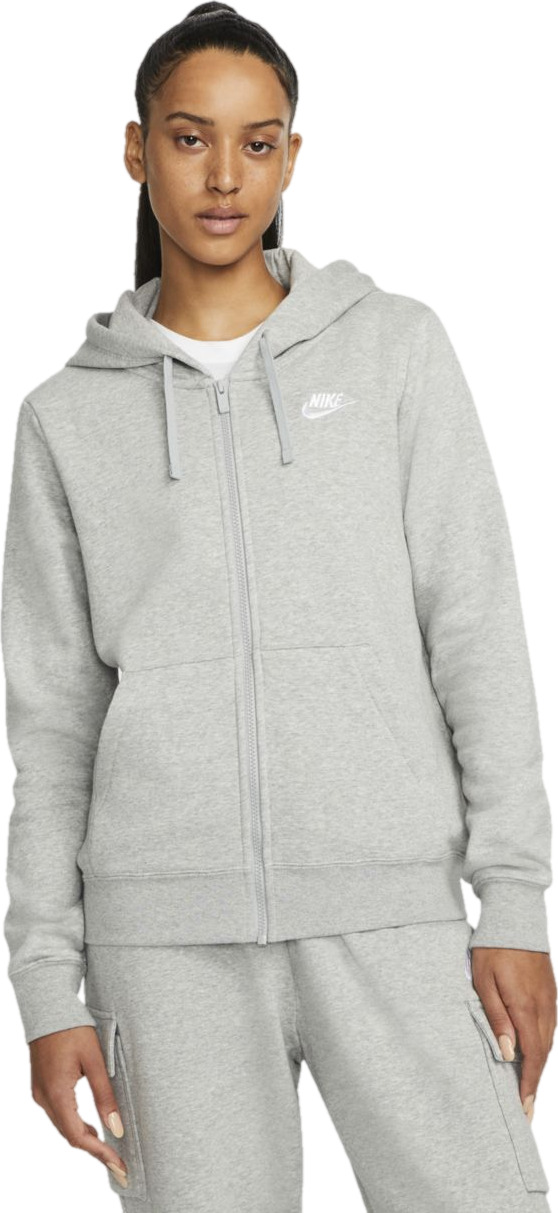 Толстовка женская Nike W Sportswear Club Fleece Full-Zip Hoodie серая XL
