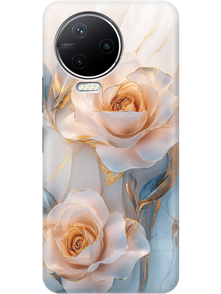 

Силиконовый чехол на Infinix Note 12 Pro с принтом "Белые розы на мраморе", Прозрачный;белый;оранжевый, 762092723