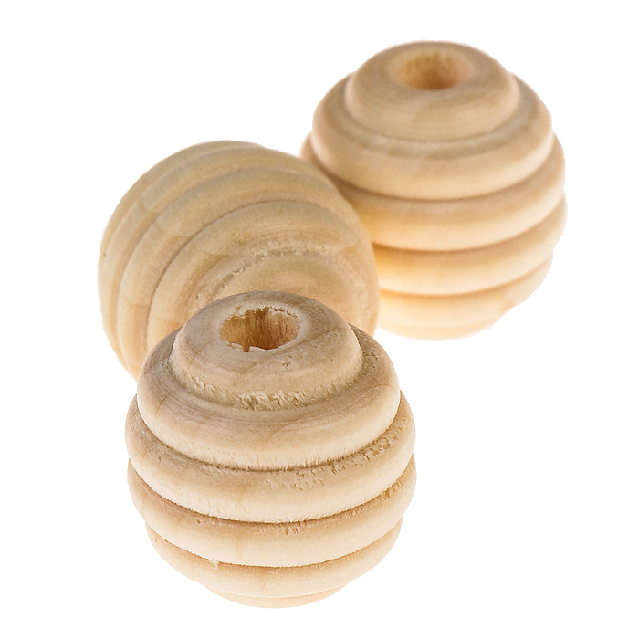 

Бусины деревянные улей 20х21 мм (набор 3 шт) без покрытия, Бежевый, Любимый промысел