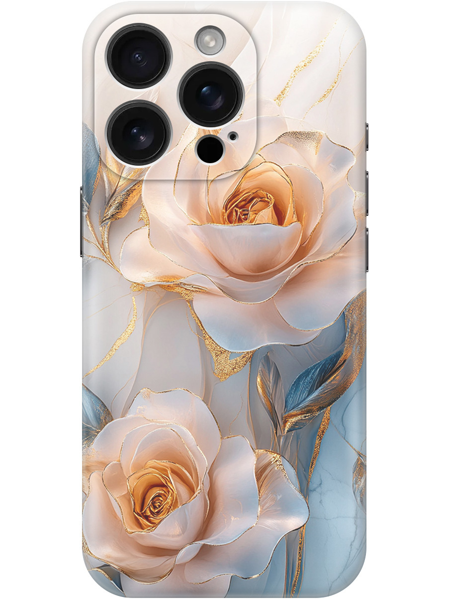 

Силиконовый чехол на Apple iPhone 16 Pro с принтом "Белые розы на мраморе", Прозрачный;белый;оранжевый, 785197723