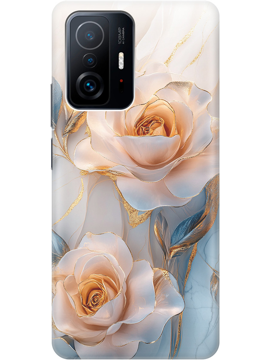 

Силиконовый чехол на Xiaomi 11T/11T Pro с принтом "Белые розы на мраморе", Прозрачный;белый;оранжевый, 732395223