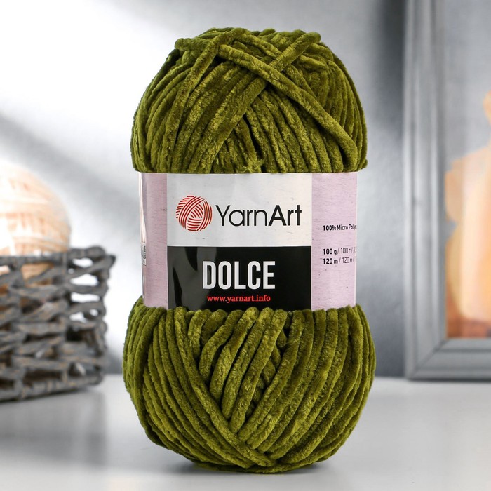 

Пряжа "Dolce" 100% микрополиэстер 120м/100гр (772 т. хаки), Пряжа для вязания "Dolce"