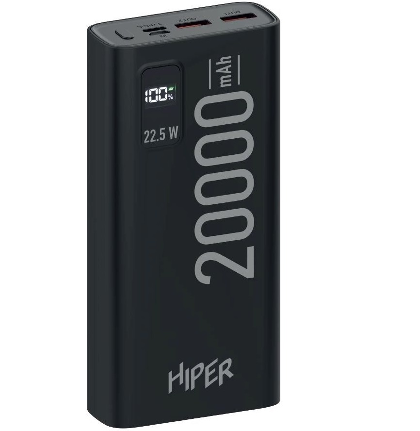 

Внешний аккумулятор Hiper EP 20000 20000mAh 3A QC PD 3xUSB черный, EP 20000