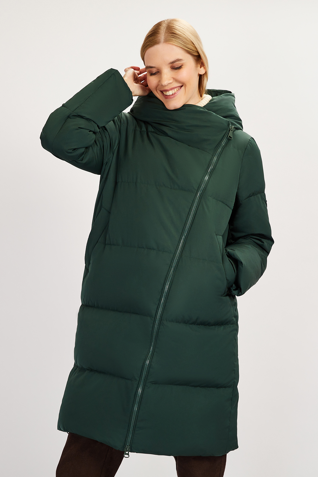 Пальто женское Baon B0022502 зеленое M