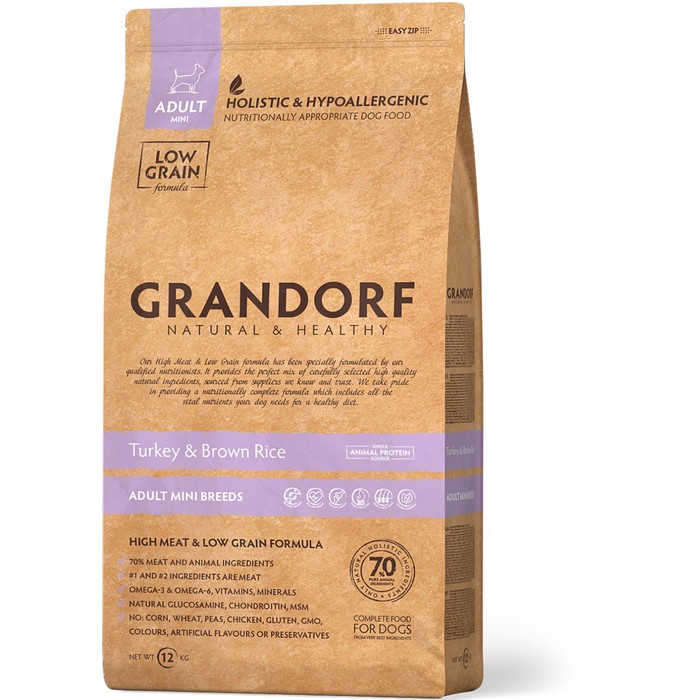 

Сухой корм для собак Grandorf, индейка,рис, низкозерновой, 3 кг