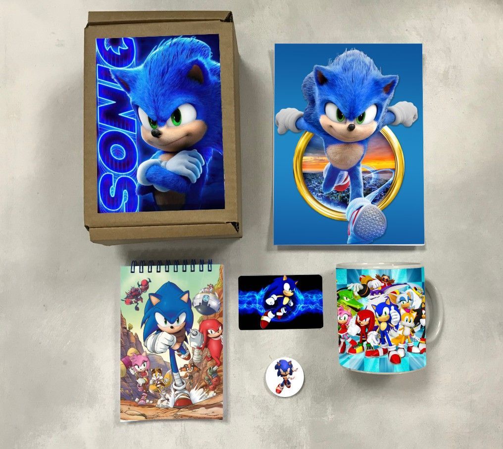 

Бокс с подарком Sonic, Соник № 1, 12-2, 5 предметов, Бежевый, Sonic, Соник № 1