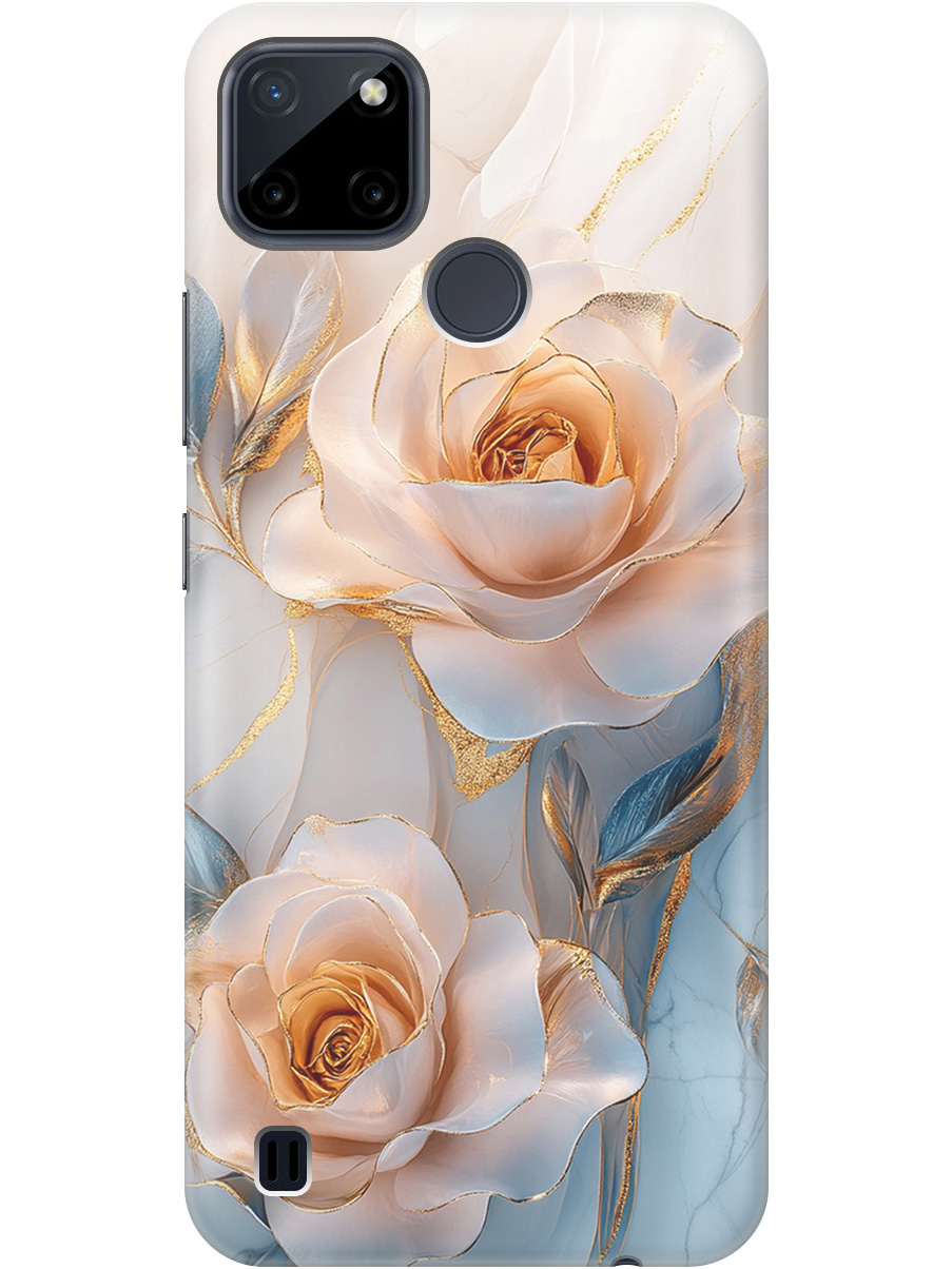

Силиконовый чехол на Realme C21Y с принтом "Белые розы на мраморе", Прозрачный;белый;оранжевый, 735001123