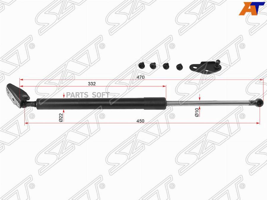 SAT ST-68950-80059 Амортизатор крышки багажника TOYOTA CALDINA T21 97-02 RH 1шт 2189₽