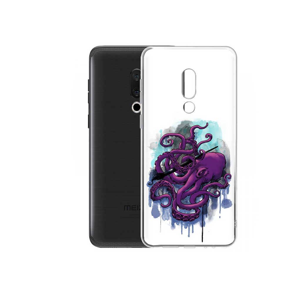 

Чехол MyPads Tocco для Meizu M15 Plus фиолетовый осьминог, Прозрачный, Tocco