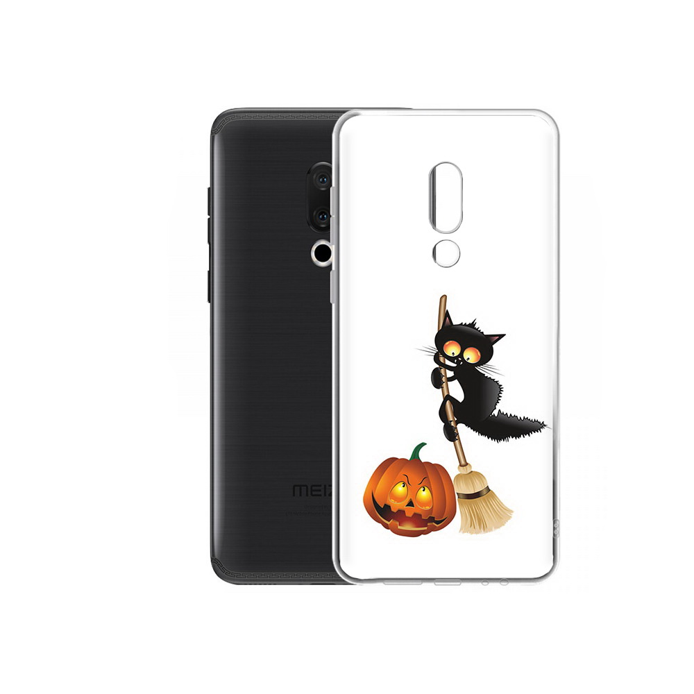 

Чехол MyPads Tocco для Meizu M15 Plus хэлуинский котик, Прозрачный, Tocco