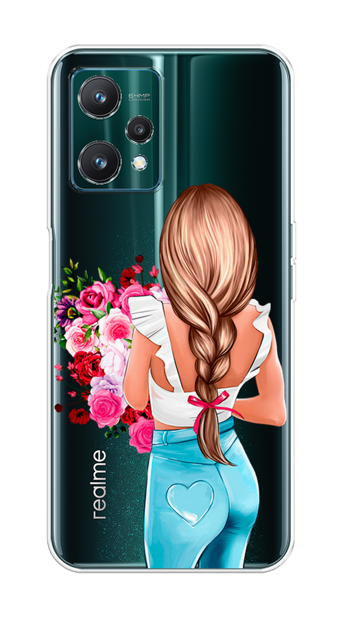 

Чехол на Realme 9 Pro "Девушка с цветами", Коричневый;розовый;голубой, 258850-6