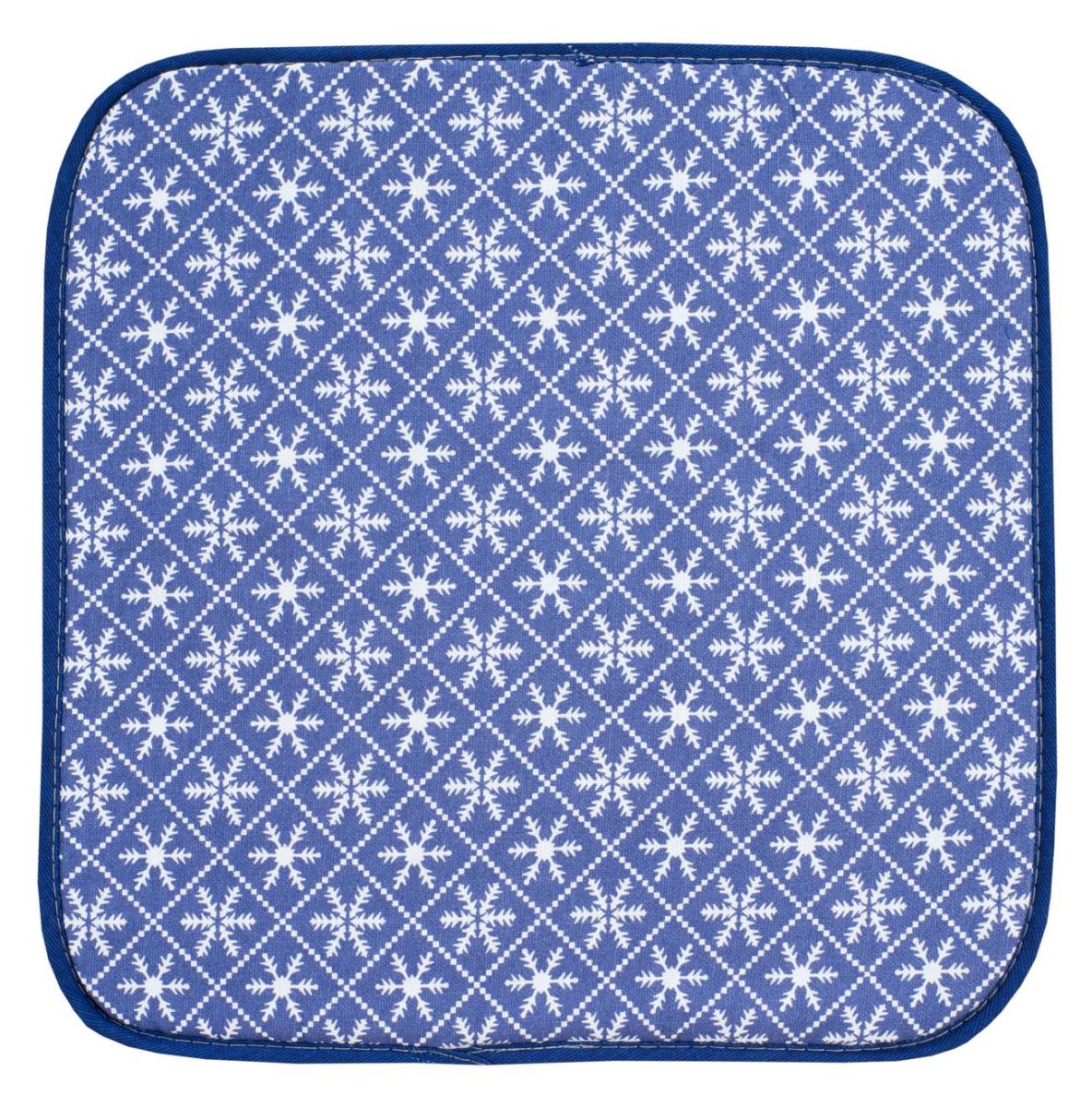 фото Подушка на стул "guten morgen" snowflakes blue из рогожки; снежинки синий, 40х40