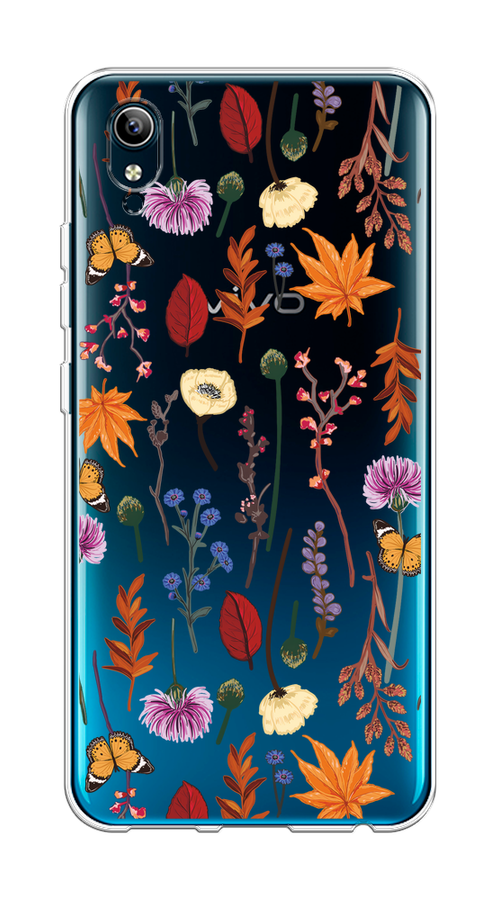 

Чехол на Vivo Y91c/Y1s "Orange Purple flowers", Оранжевый;красный;розовый;желтый;прозрачный, 262850-1