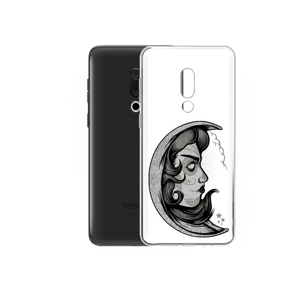 

Чехол MyPads Tocco для Meizu M15 Plus черно белая луна с лицом, Прозрачный, Tocco