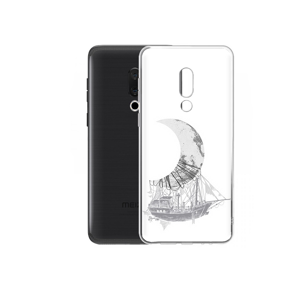 

Чехол MyPads Tocco для Meizu M15 Plus черно белый корабль полумесяц, Прозрачный, Tocco
