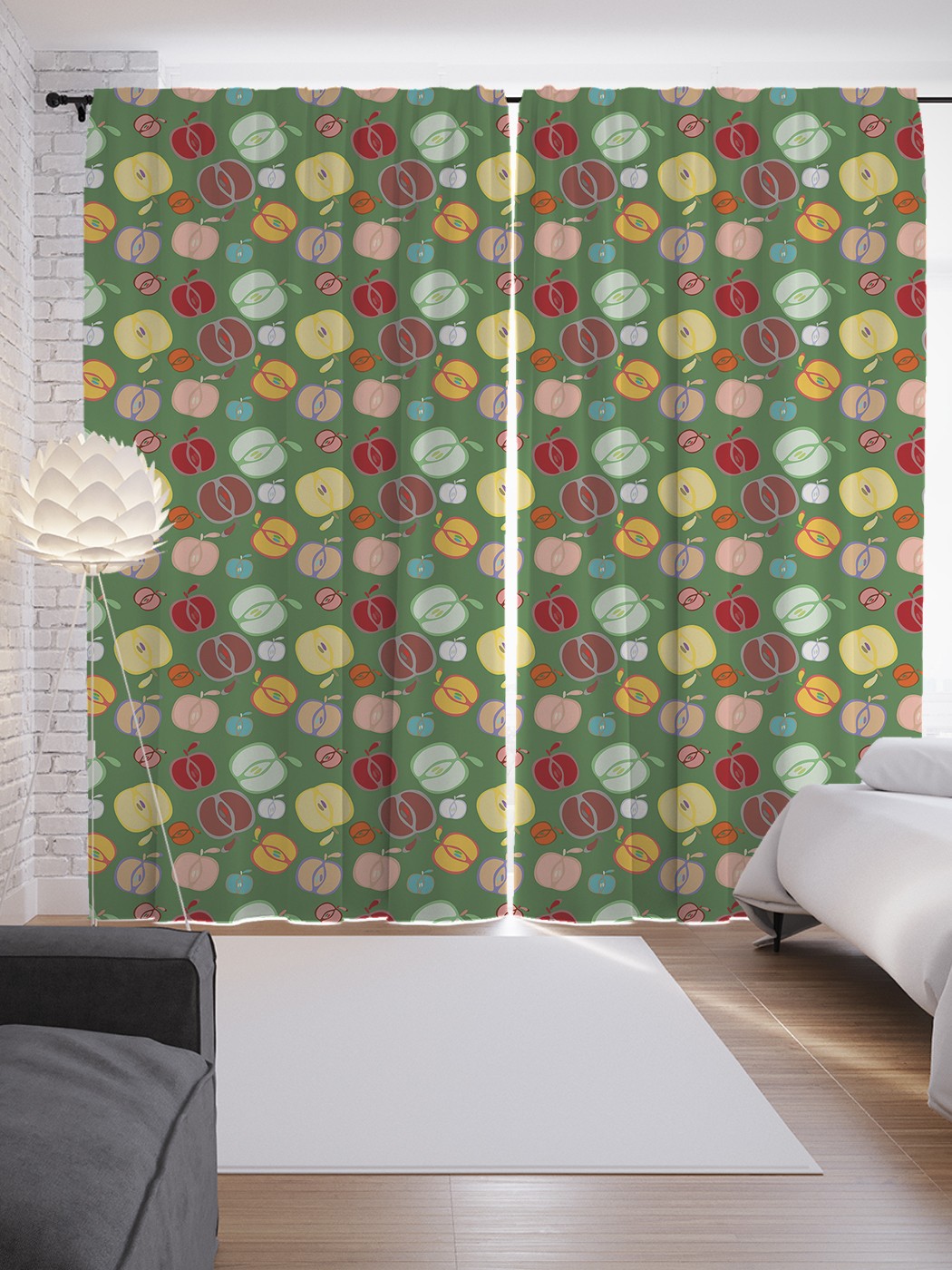 

Шторы с фотопечатью JoyArty "Красочные яблоки" из сатена, 290х265 см, Красочные яблоки