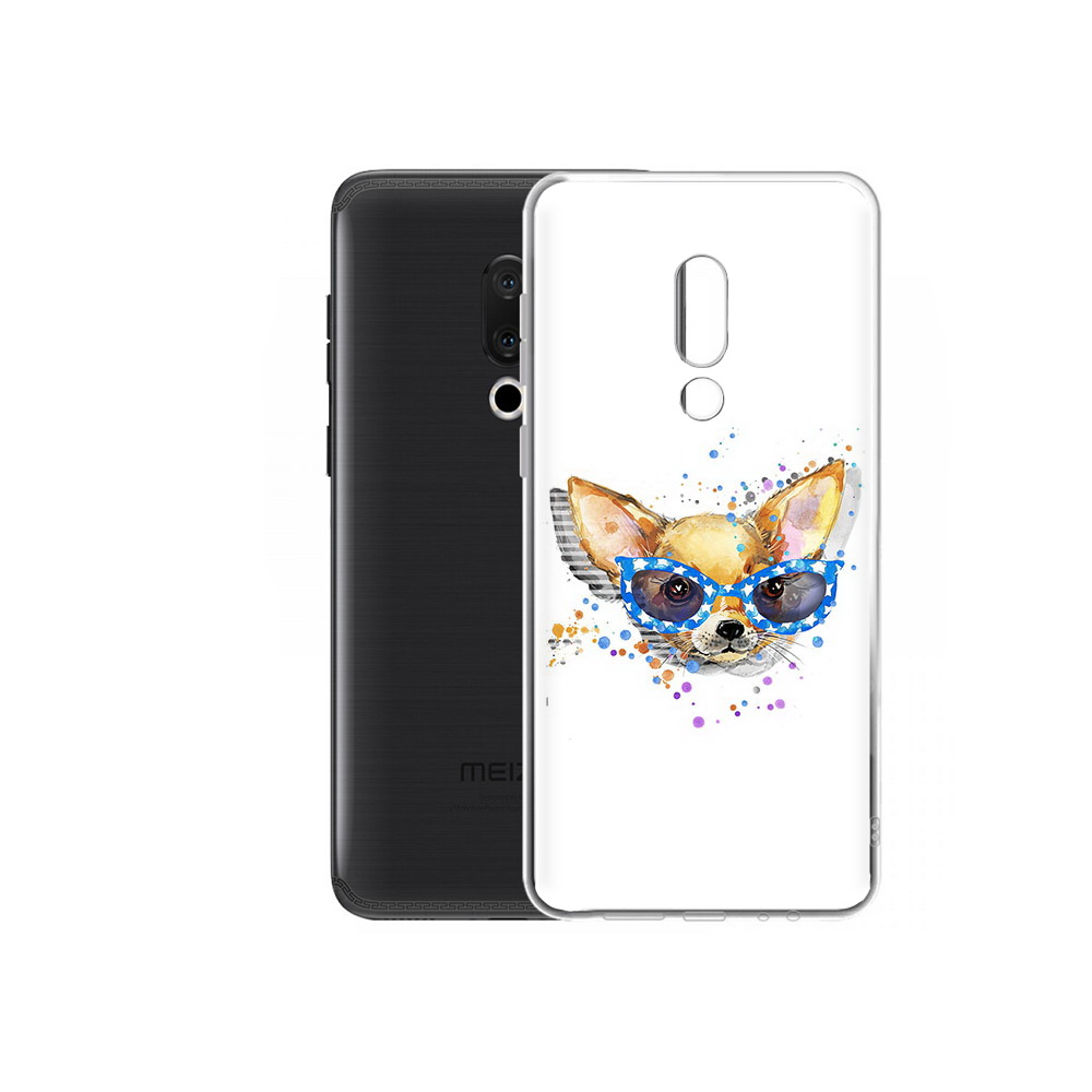 

Чехол MyPads Tocco для Meizu M15 Plus чихуа-хуа в очках, Прозрачный, Tocco