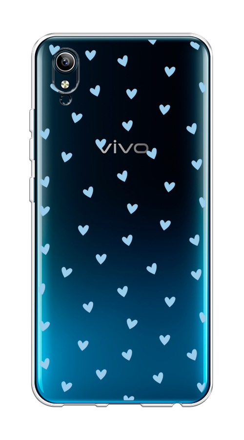 

Чехол на Vivo Y91c/Y1s "Голубые сердечки паттерн", Голубой;прозрачный, 262850-1