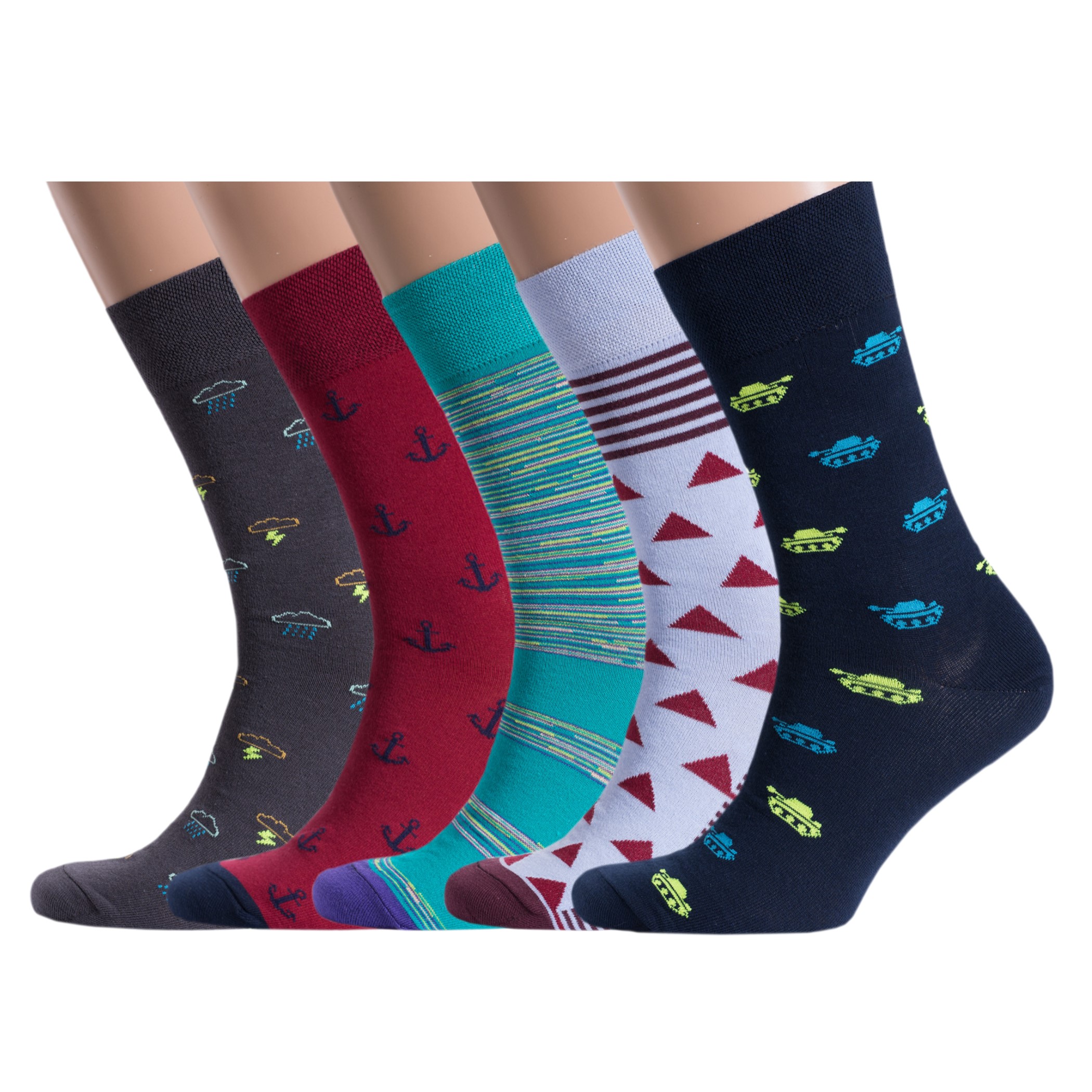 

Комплект носков мужских MoscowSocksClub серых; синих; бирюзовых; красных, msk-5М-19