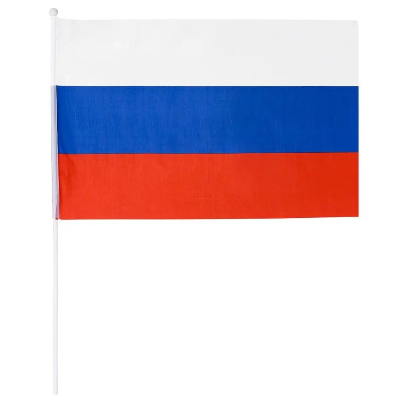 фото Флаг россии 40х60см 12шт/уп пластик.флагшток,  искусств.шелк мс-3788 mc basir