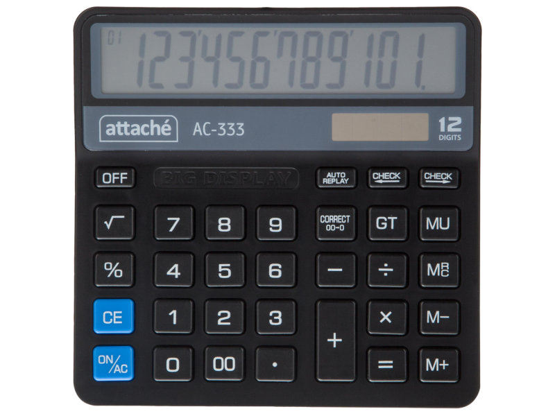 

Калькулятор настольный КОМПАКТН Attache AС-333,12р,дв.пит,147х145х28мм,черн