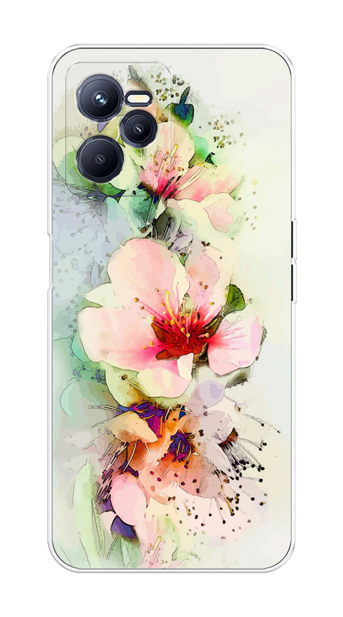 

Чехол на Realme C35 "Нежные цветы", Зеленый;розовый, 259250-2