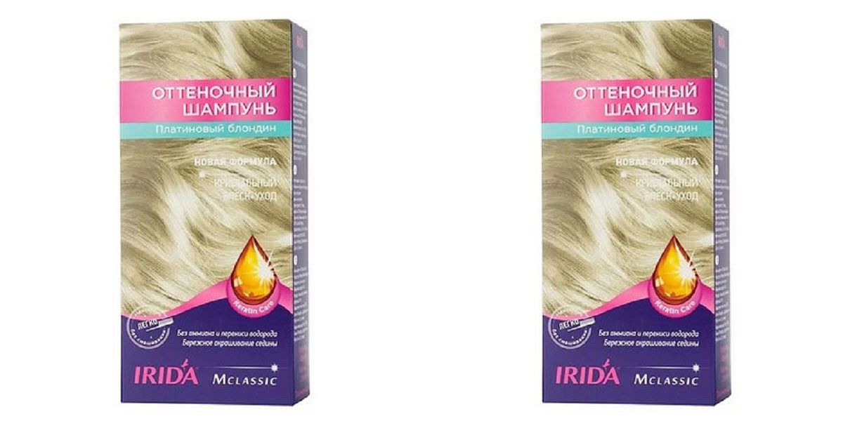 

Оттеночный шампунь IRIDA M Classic Платиновый Блондин, 75 мл, 2 шт