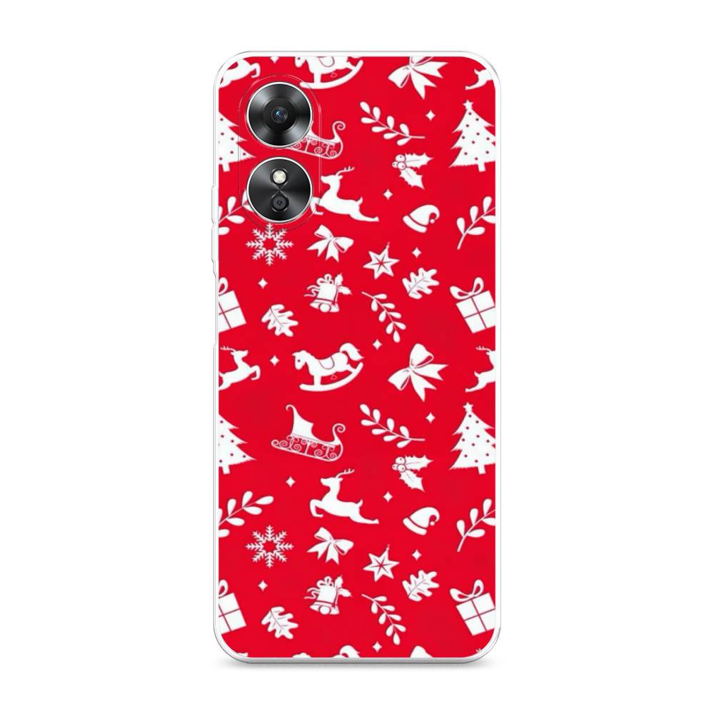

Чехол для Oppo A17 "Красный новогодний фон", Красный;белый, 2512050-5