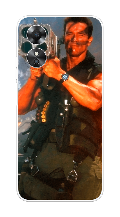 

Чехол на Oppo A17 "Арнольд Шварцнеггер с базукой", Голубой;коричневый, 2512050-6