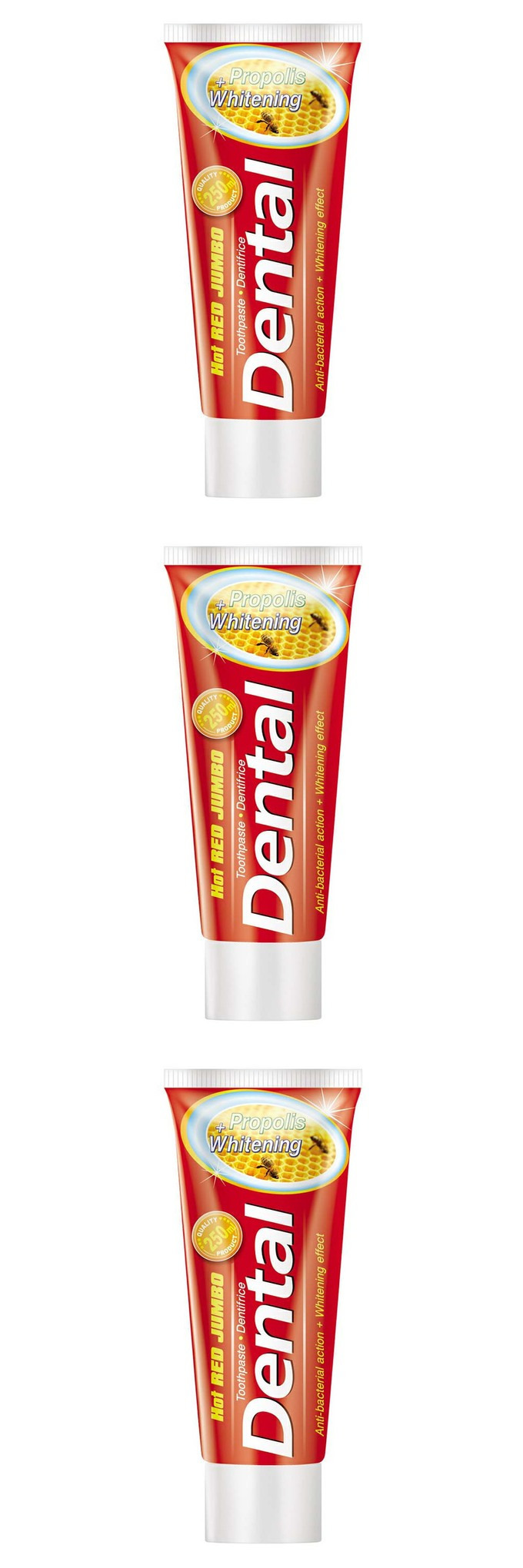 Зубная паста Rubella Dental Hot Red Jumbo Propolis + Whitening, 250 мл, 3 шт