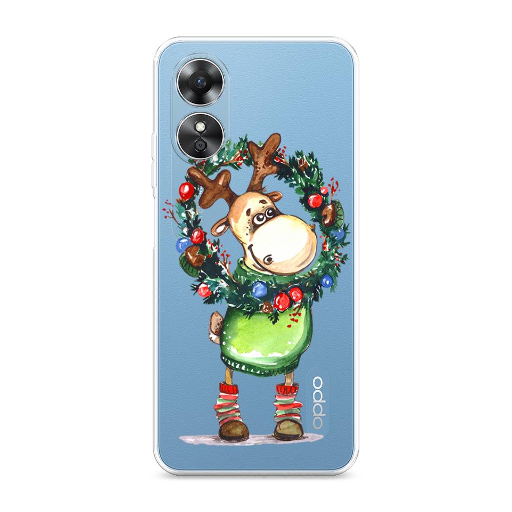 

Чехол для Oppo A17 "Олень с новогодним венком", 2512050-4