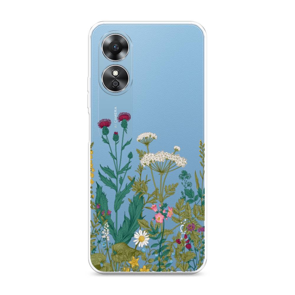 

Чехол на Oppo A17 "Дикие полевые цветы", Зеленый;розовый;белый, 2512050-2