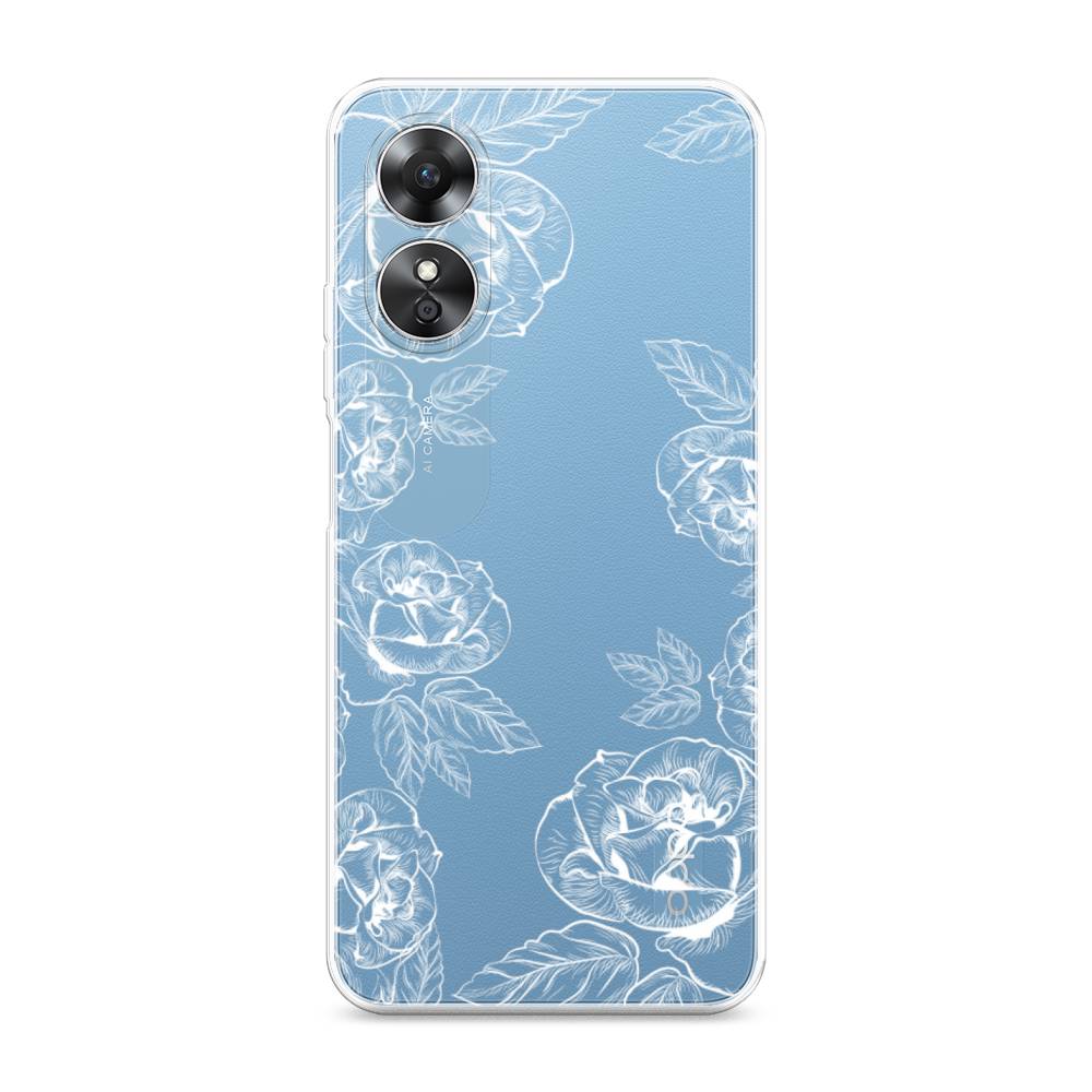 

Чехол на Oppo A17 "Розы графика", Черный;серый, 2512050-2