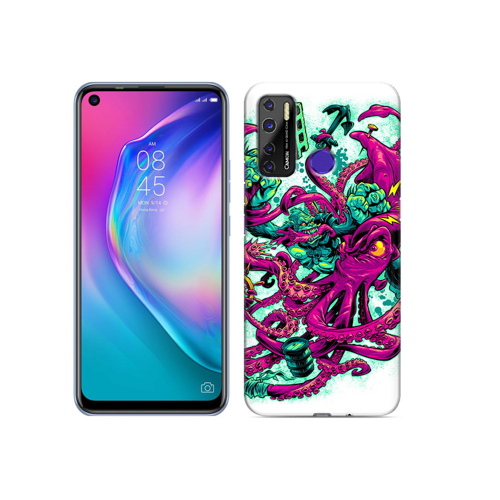 

Чехол MyPads Tocco для Tecno Camon 15 фиолетовый кракен, Прозрачный, Tocco
