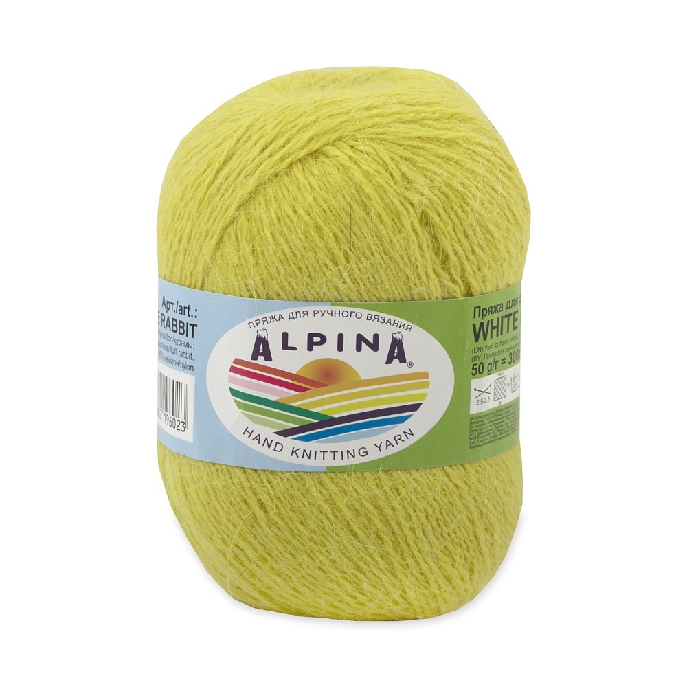 

Alpina White Rabbit, пух кролика, нейлон, 10 шт по 50 г, 300 м, 204 желтый