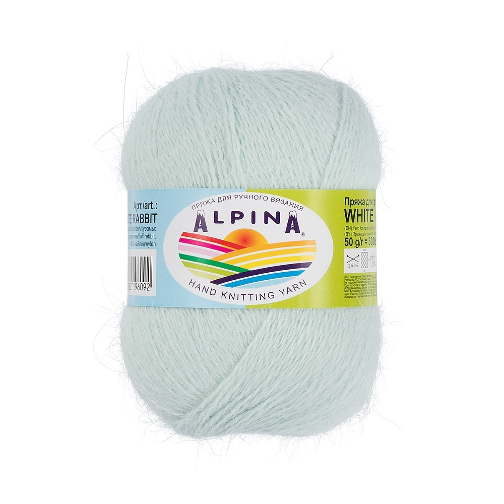 

Alpina White Rabbit, пух кролика, нейлон, 10 шт по 50 г, 300 м, 226 мятный, Зеленый