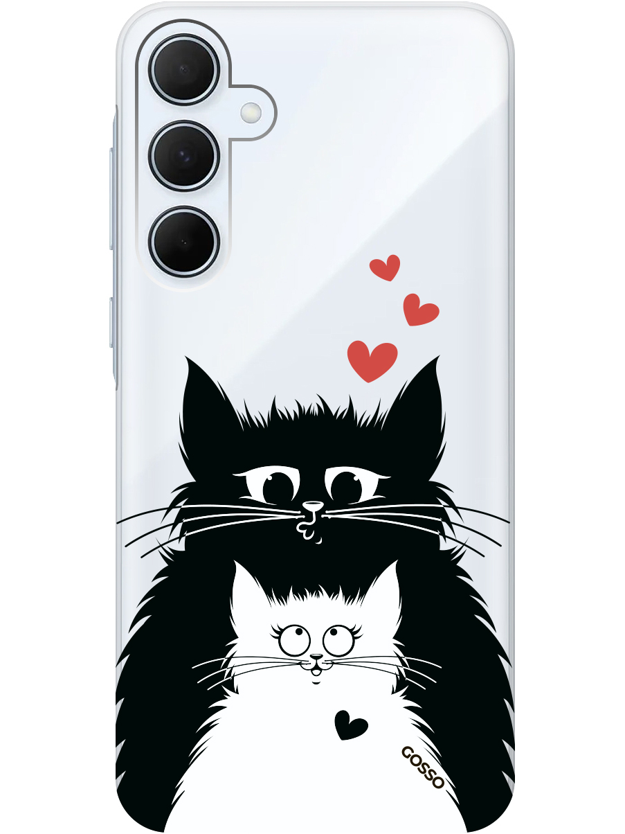 

Силиконовый чехол на Samsung Galaxy A55 с рисунком "Cats in Love" прозрачный, Прозрачный;белый;красный;черный, 20012126