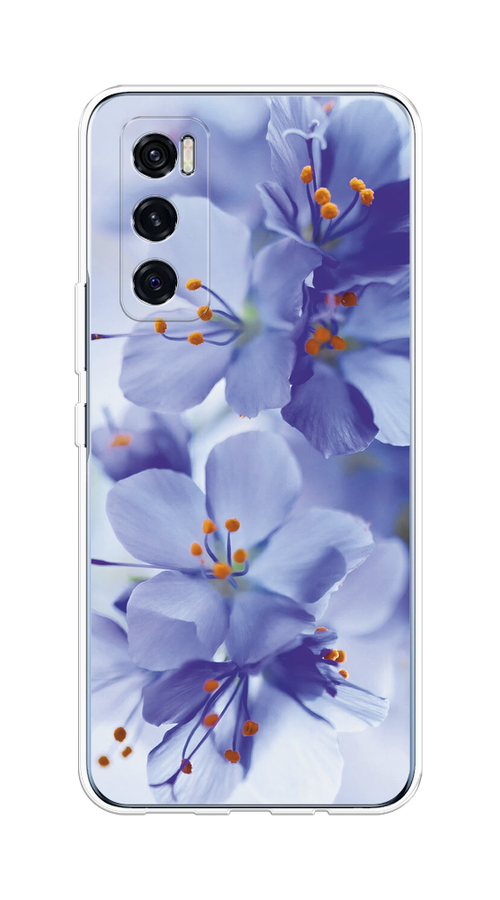 

Чехол на Vivo V20 SE "Фиолетовые цветки", Фиолетовый;синий, 263550-1